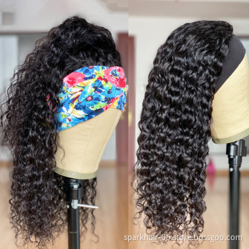 Wholesale Headband wigs Kinky Curly 150% Density Natural Color Human Hair for Black Women Machine Made Wig Wholesale Vendors